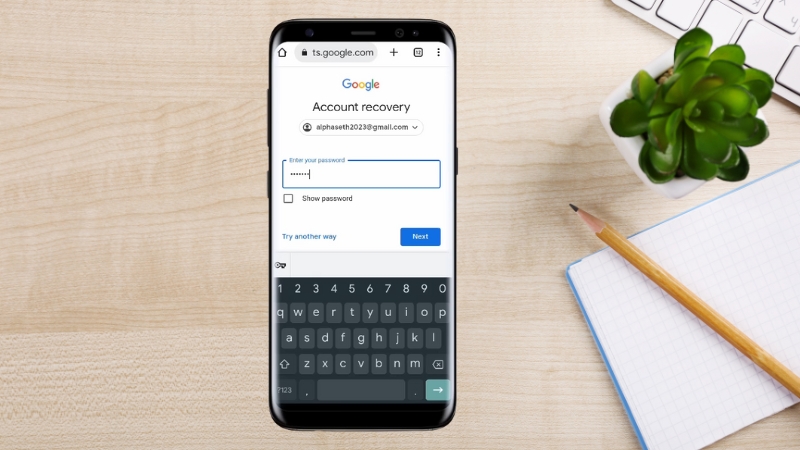 Google account recovery page for Gmail password reset
